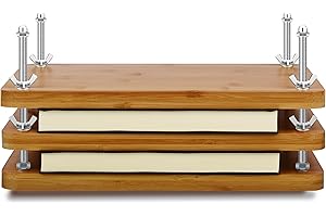 FAYOO Wooden Bamboo Book Press Portable Book Press Bookbinding Stable Book Binding Tool for Handmade Paper Press (11.2 * 7.67 Inch)