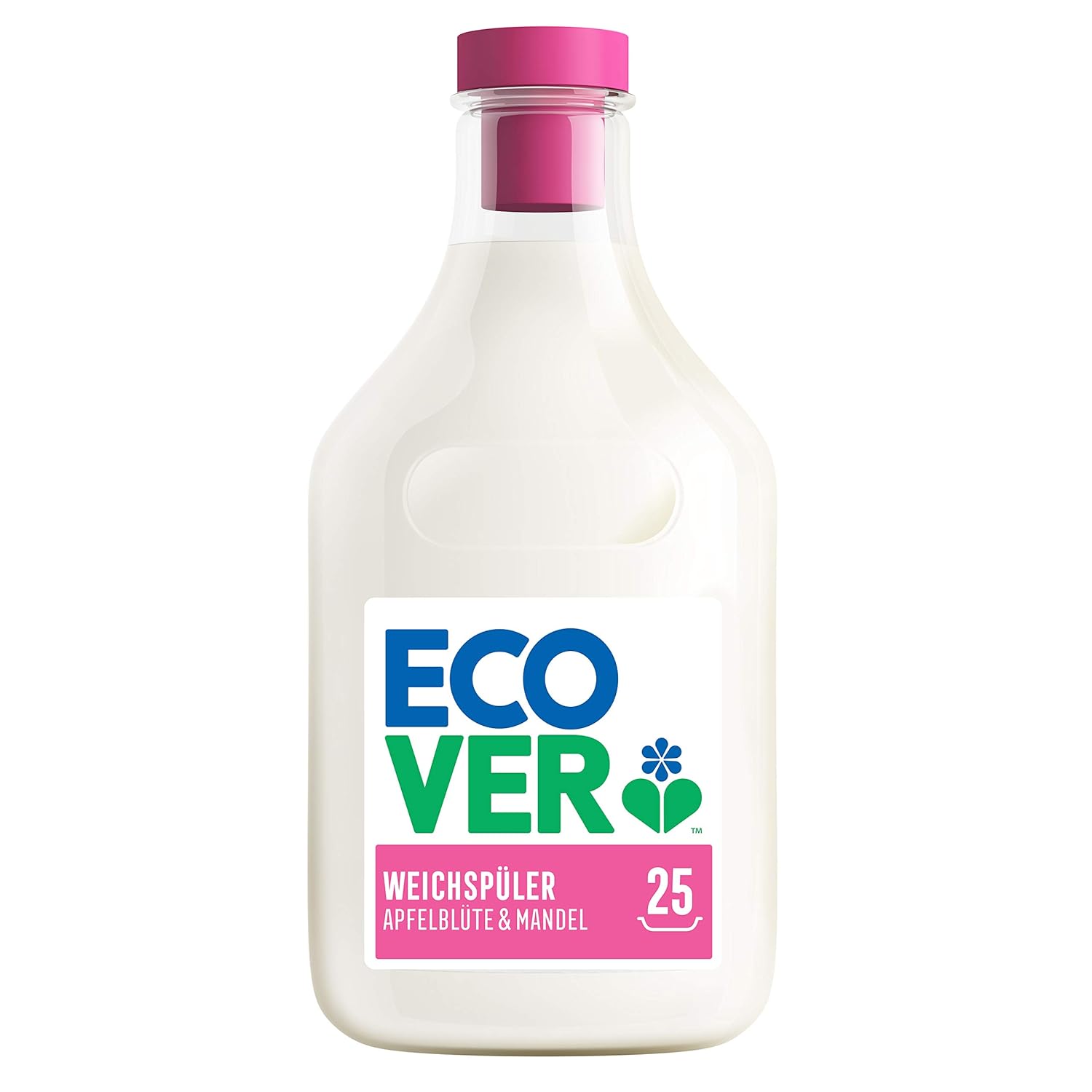 Ecover Weichspüler - Apfelblüte & Mandel (750 ml / 25 Waschladungen), Weichspüler mit pflanzenbasierten Inhaltsstoffen, ökologischer Weichspüler für weiche und duftende Wäsche