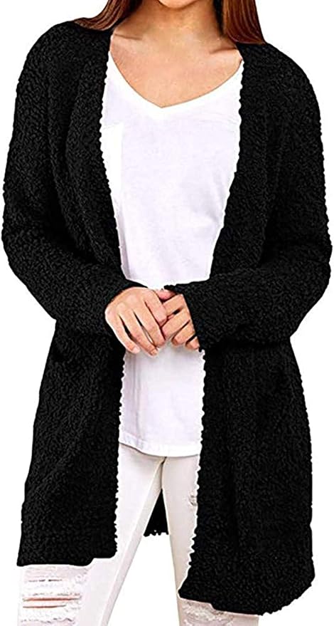 WSK1048 Womens Solid Long Sleeve Open Front Long Cardigan XXXL White at Amazon Womenâs Clothing 