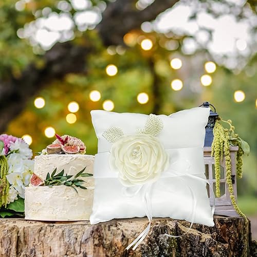Operitacx Wedding Ring Pillow, Simulation Roses Ring Bearer Pillow, Ring  Bearer Cushion, Decor Female Engageme