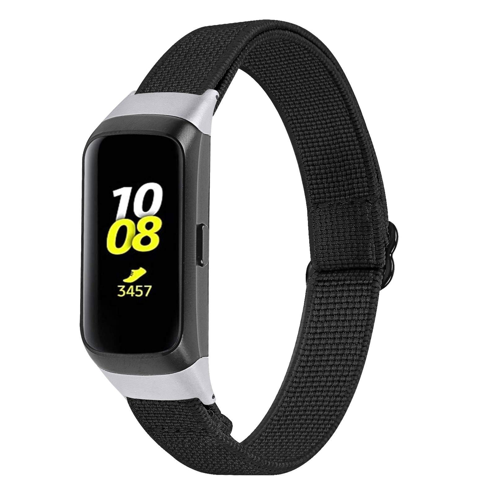Chofit Strap Compatible with Samsung Galaxy Fit Straps, Adjustable Woven Nylon Elastic Arm Bands Replacement Sport Wristband for Galaxy Fit SM-R370 Fitness Tracker (Not for SM-R375) (Black)