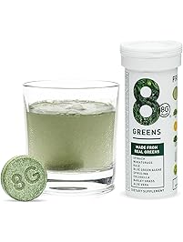 8Greens Effervescent Super Greens Dietary Supplement - 8 Essential Healthy Real Greens in 1-10 Tablets (1 Tube)