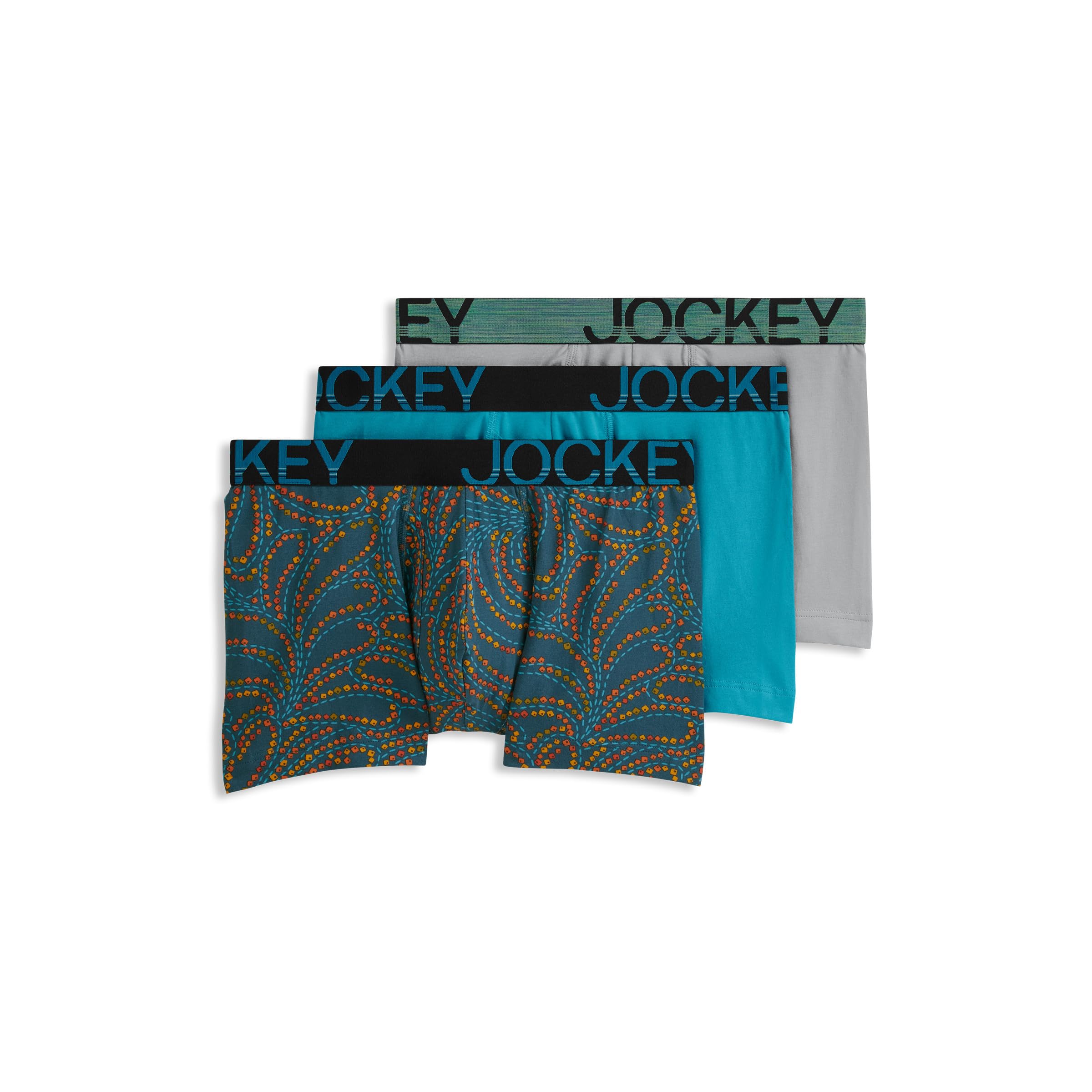 Jockey Men's Underwear ActiveStretch 4" Boxer Brief - 3 Pack, Ocean Surf, S Image