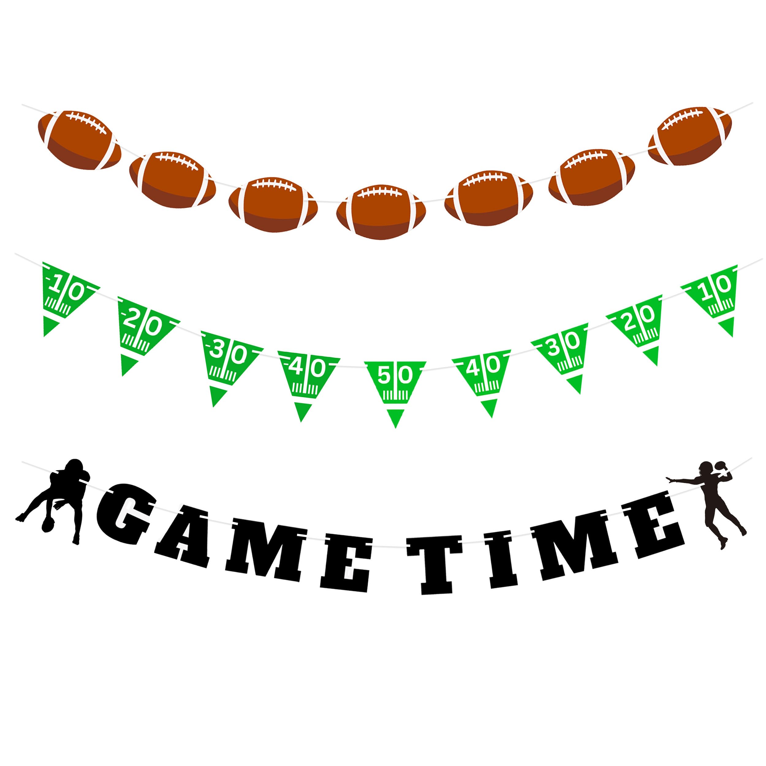 Photo 1 of 4E's Novelty 3 Football Garland Banners (9 Ft) for Football Party Decorations, Football Birthday Party Supplies, Football Pennant Banner for Sports Hanging Party Decor