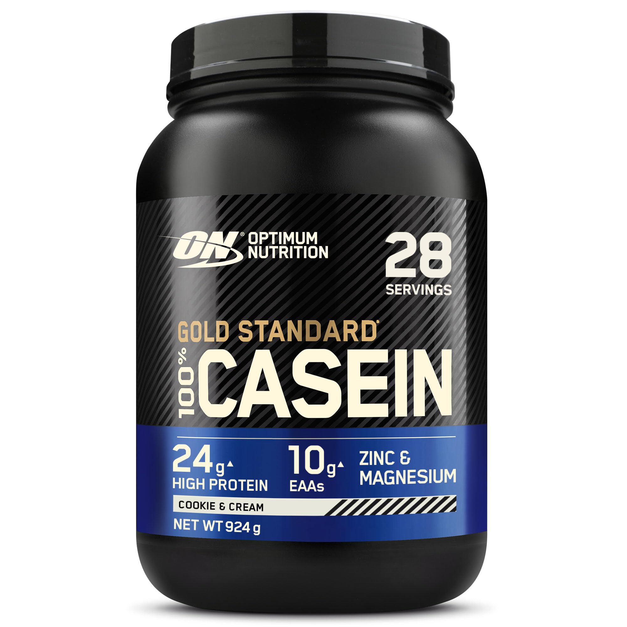 Optimum Nutrition Gold Standard Casein Slow Digesting Protein Powder with Zinc, Magnesium and Naturally Occurring Glutamine and Amino Acids, Cookies & Cream, 28 Servings, 0.92 kg, Packaging May Vary