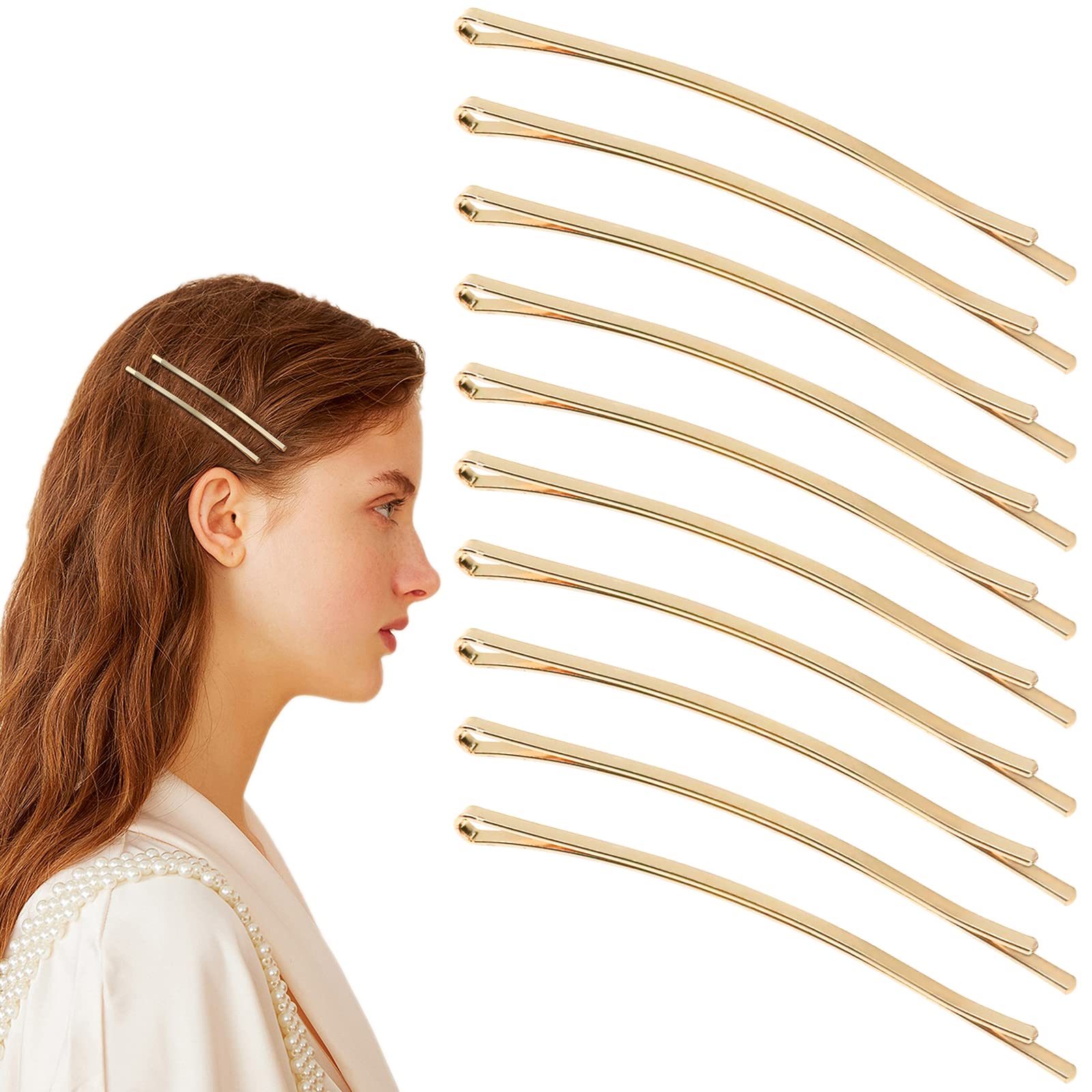 50 Gold Jumbo Bobby Pins Metal Hair Clips Hair Pin Bobby-pins Hairpins Hair Accessories for Women Thick Long Updo Hair Style