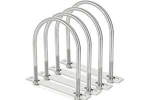 MNMAJE 4Pack Square U-Bolts 4-1/2" Stainless Steel with Plates Nuts Flat Washers M10 Round for Car, RV, Trailer, Bumper, Boat