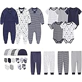 MAMIMAKA Newborn Layette Gift Set 27-Piece Baby Girl Clothes Bodysuits, Pants Essentials and Accessories 0-12Months