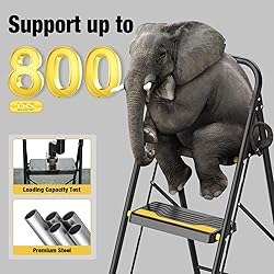 Urackify 3 Step Ladder, Heavy-Duty 800lb