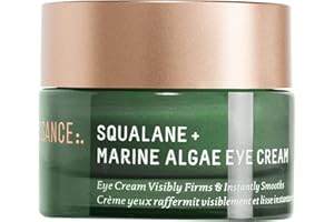 BIOSSANCE Squalane and Marine Algae Eye Cream - Anti-Aging Under Eye Cream for Fine Lines, Wrinkles, and Puffiness - Hydrating & Lifting Formula with Hyaluronic Acid and Paracress Extract - 0.5 Ounce
