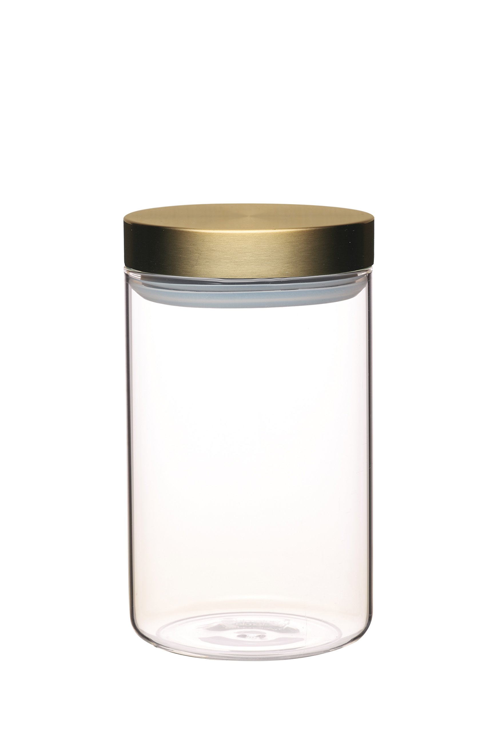 MasterClass Airtight Glass Food Storage Jar with Brass Lid, Transparent, 1 L (1.75 pts)