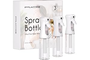 PLAODE 3 Pack Continuous Spray Bottles - Ultra Fine Mist Sprayer, Refillable Water Sprayer for Hairstyling, Plants, Pets, Cleaning, Skincare (6.8 OZ/200ML,White)