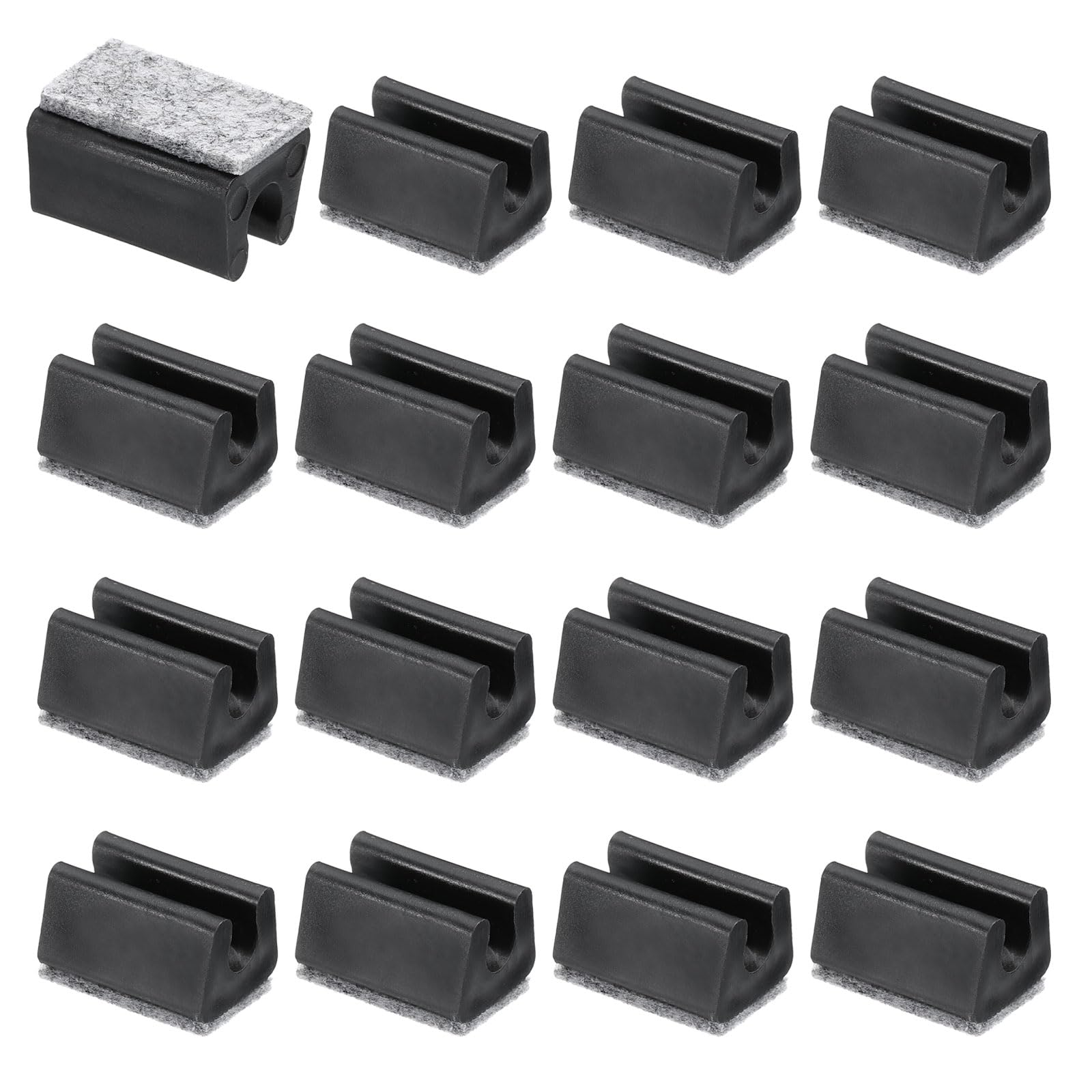 PATIKIL 8mm Rectangle Chair Leg Cover with Felt Pad, 16Pcs Slide Smoothly No Scratches No Noise Furniture Feet Hardwood Protectors Tips Floor Glides Tubing Caps for Office, Black Grey