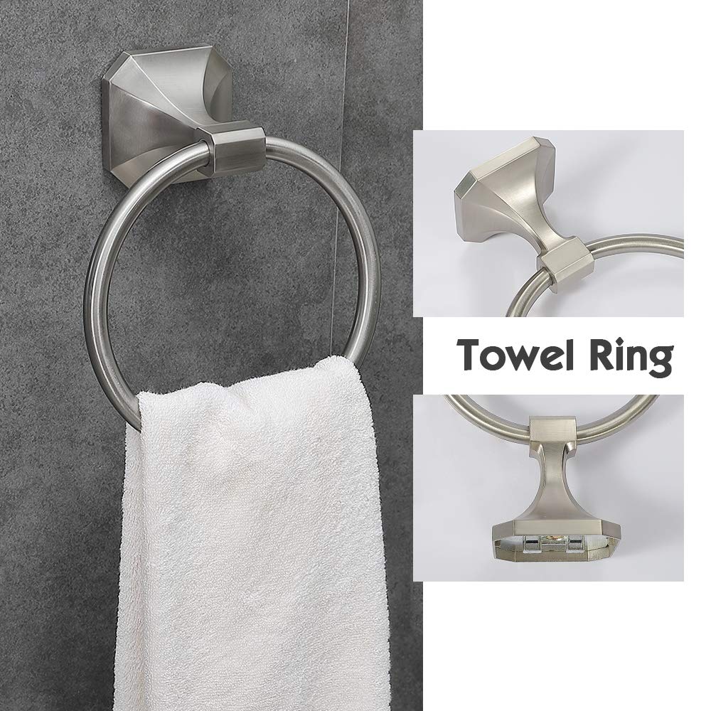 Gricol 4-Piece Bathroom Hardware Brushed Nickel Stainless Steel Accessory Set Towel Bar Wall Mounted