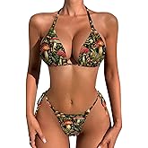 Bikini Set for Women Two Piece Swimsuits V Neck Halter String Triangle Bathing Suits