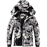 OHSNMAKSL Boy's Waterproof Ski Jacket Warm Winter Snow Coat Kids Fleece Snowboarding Jackets Thick Hooded Windproof Coats