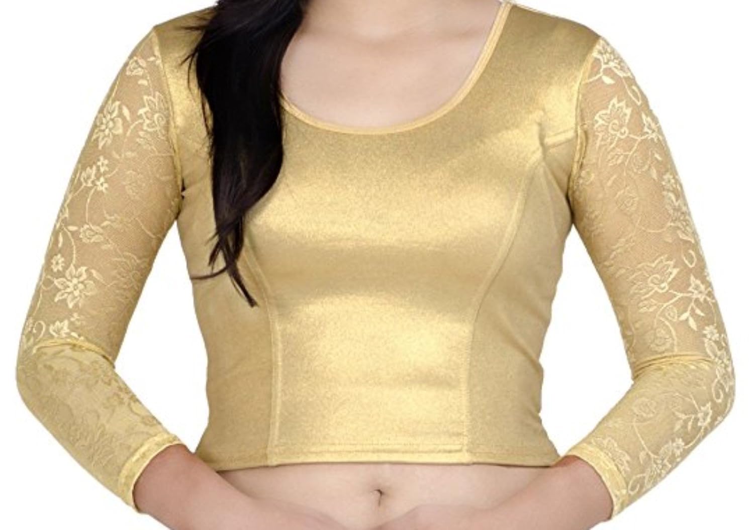 fressia fabrics women's cotton saree blouse (118_gold_x-large)