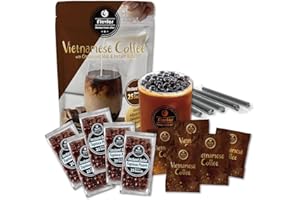 Flavfar Premium Instant Vietnamese Coffee Boba Kit with Chewy Tapioca Pearls | Ready in 25 Seconds | Ultimate Bubble Tea Experience with Boba Straws | Gift for Bubble Tea Lovers - 5 Servings