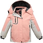 FARVALUE Girls Waterproof Ski Jacket Windproof Winter Coat Warm Fleece Snow Coat Outdoor Raincoats Hooded