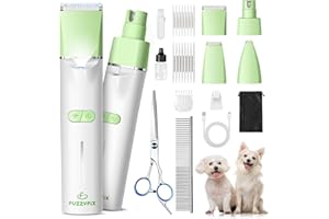 FuzzyFix Dog Grooming Kit with LED Light, 4 in 1 Pet Clippers for Cordless Electric Cat Paw Trimmer Dog Nail Grinder, Professional Grooming Supplies for Cat Matted Hair and Small Dogs Thick Coats