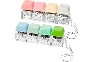 XIAWALANGZHUO 2 PCS Keyboard Fidget Toy, Keyboard Fidget Keychain 4-in-1 Keyboard Decompression Button Finger Clicker Toys, Button Stress Relief Fidget Gifts to Relief Stress (Pink Yellow White Green)