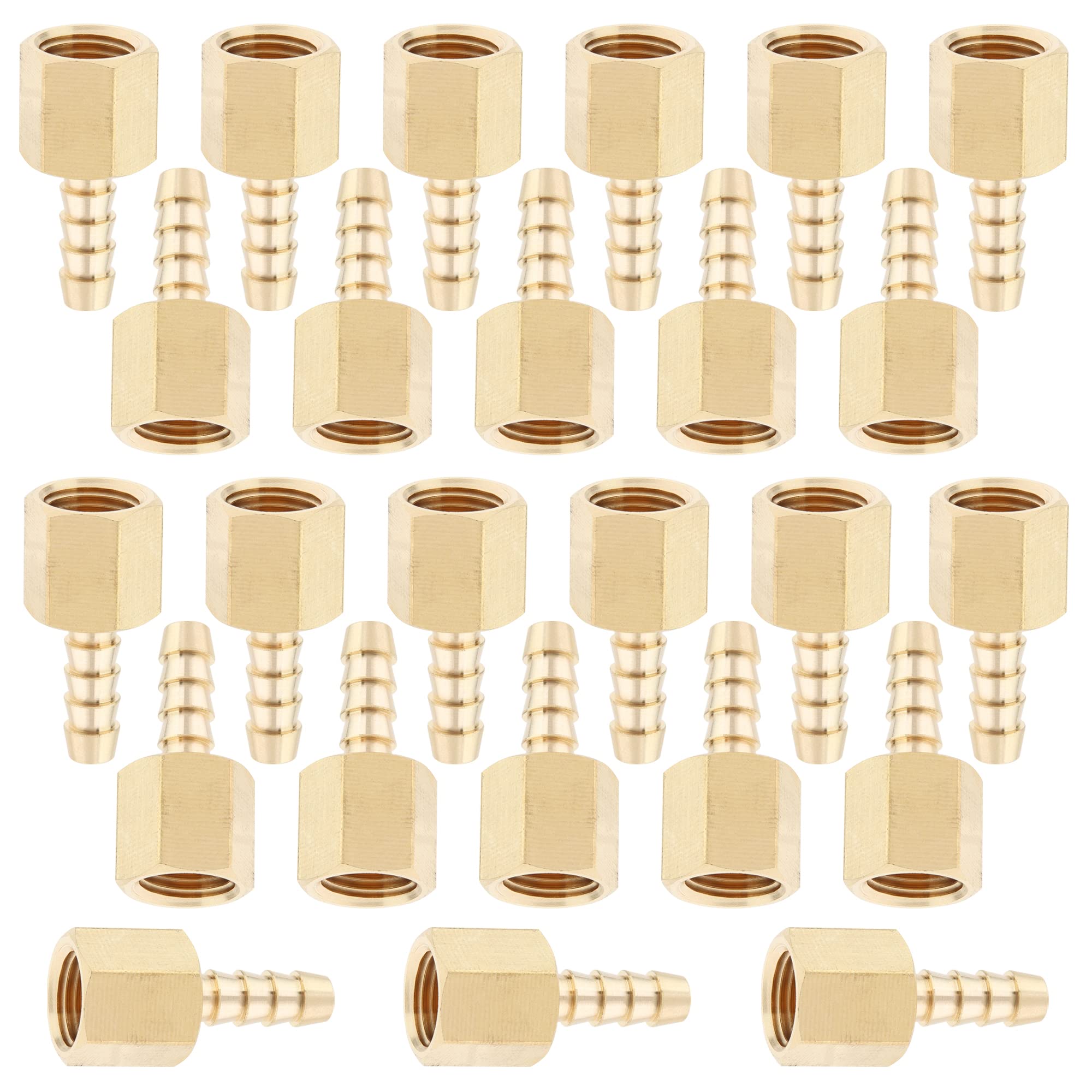 LTWFITTING Brass BSP Fitting Coupler/Adapter 1/4-Inch Female BSPP x 6mm Hose Barb(Pack of 25)