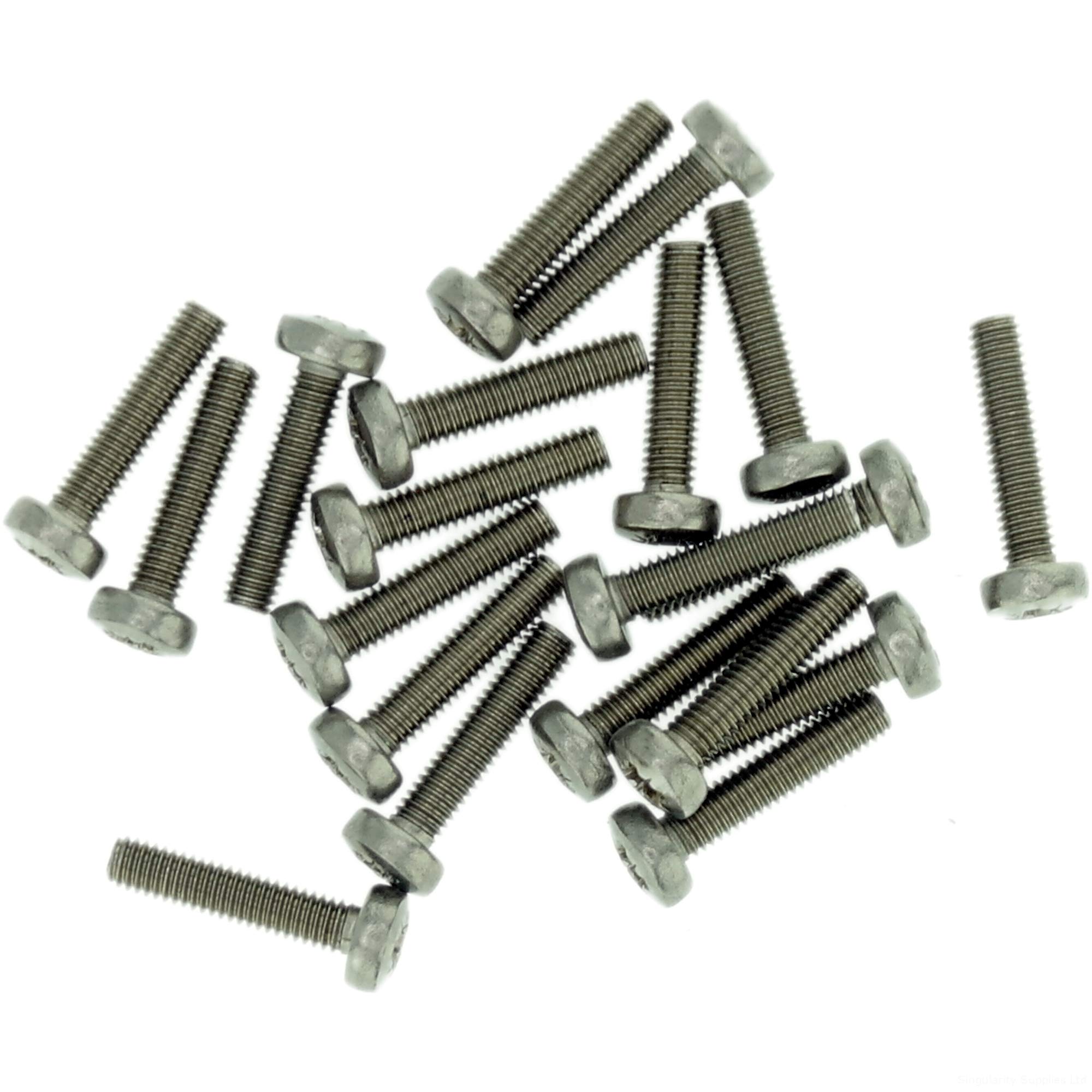 M2.5 (2.5mm x 25mm) Pozi Pan Machine Screw (Bolt) - Stainless Steel (A2) (Pack of 20)