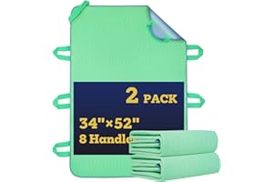 ETERNA Washable Positioning Bed Pad with 8 Reinforced Handles, 34" x 52" Waterproof Reusable Incontinence Underpads for Adults, Kids, Elderly and Pets (2 Pack)