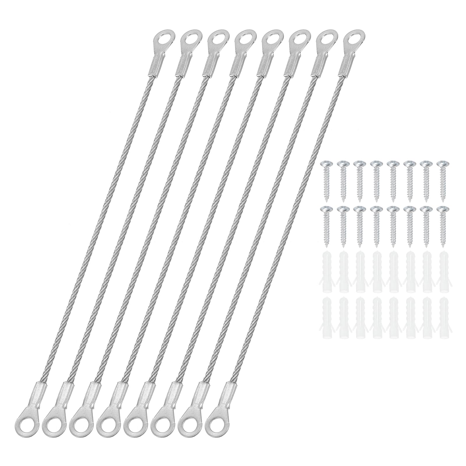 PATIKIL Cabinet Door Restraint Kit 2mm x 20cm, 8 Pack Stainless Steel Flexible Braided Cable Door Hinge Limiter for Limiting Chest Cupboard Door Opening Angle Swing