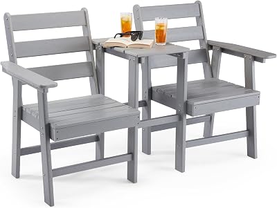 VonHaus Adirondack Love Seat 2 Seater Grey Jack & Jill Patio Set