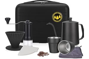 SUPERCOOK Travel Pour Over Cofiee Kit, Hand Drip Coffee Maker Set, All in One Camping Coffee Maker Kit, Pour Over Coffee Set, Ideal for Anniversary Birthday Gift
