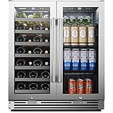 LanboPro Stainless Steel Dual Zone Wine and Beverage Combo Cooler 31 Bottles 58 Cans