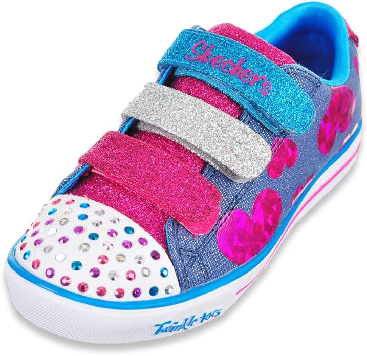 Skechers Kids Girls' Sparkle LITEFlutter FAB Sneaker, Denim/Multi