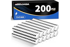GOOZADA 200Pcs Tiny Cylinder Fridge Magnets, 5x2 mm Small Round Neodymium Magnets for Whiteboard, Silver Office Magnet for Ph