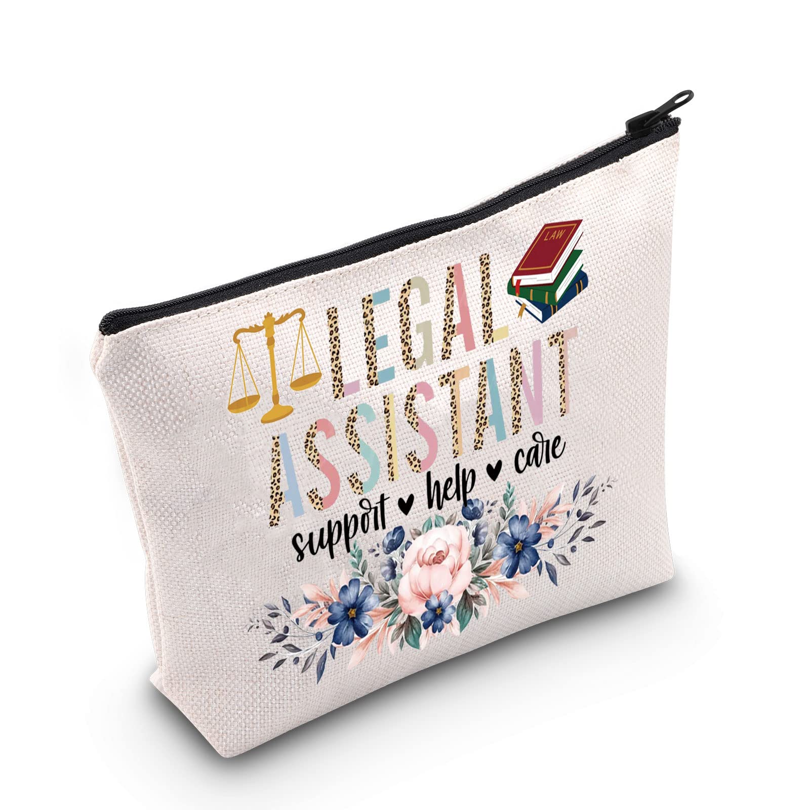 LEVLO Legal Assistanttic cosmetic Make Up Bag Lawyer Gift Legal Assistant Suppot Help Care Makeup Zipper Pouch Bag For Law Student Graduation, Legal Assistant, Cosmetic Bag