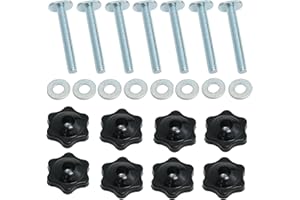 yukata Silver 1/4"-20 T Track Bolts t Slot Hardware T-Track 2 Inch Long Bolts 1/4" Black Star knobs and washers for Woodworking Fixtures and Fixing Devices 8 Set