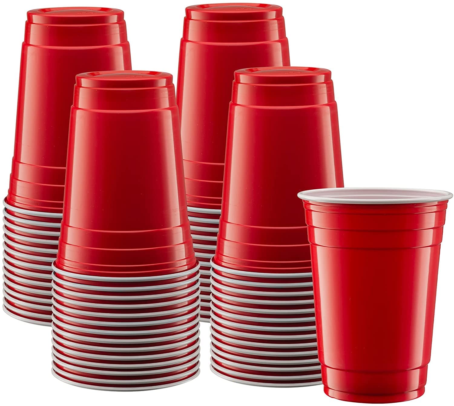 ZamKart Red Disposable Cups- Party Plastic Cups [50 Cups ] 12 oz .Red Drinking Cups Strong and Sturdy Reusable Red Plastic Cups for Drinks,Soda,Punch,Barbecues,Party, Picnics,Weddings.
