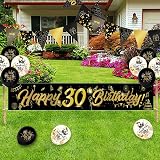 Yontree 14-Piece 30th Birthday Decoration Kit Gold Black Banner Bunting Balloons view 8