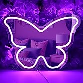 SYLHOME Butterfly Mirror Led Neon Light Sign Home Girls Bedroom Makeup Room Beauty Salon Studio Bar Wall Sign Decor Birthday Wedding Party Decoration 15.75" X 11.42" USB