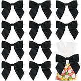 AIMUDI Black Satin Ribbon Twist Tie Bows for Treat Bags 4.5" Pre-Tied Black Bows for Christmas Tree Black Ribbon Bows for Crafts Premade Bows for Gift Wrapping Baby Shower Party Favors - 36 PCs