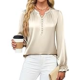 Blooming Jelly Womens Silk Dressy Casual Blouses Button Down Long Sleeve Shirts Satin Business Casual Tops Work Outfits 2025