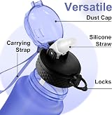 GOPPUS 350ml Kids Water Bottle with Straw Leakproof Flip Top BPA Free Purple view 3