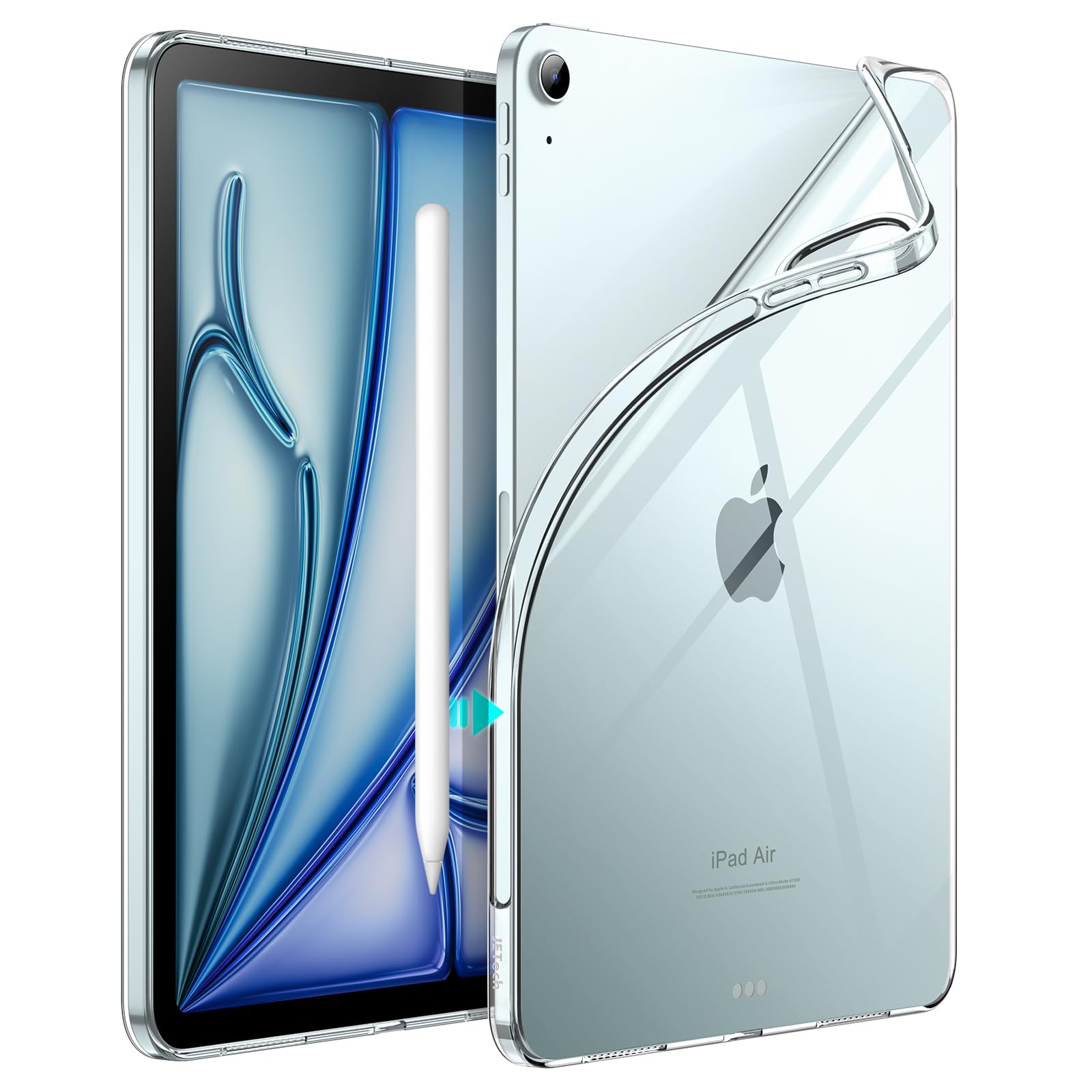 Photo 1 of JETech Case for iPad Air 11-Inch M3/M2 (2025/2024), iPad Air 5/4 (10.9-Inch, 2022/2020 Model), Soft TPU Transparent Slim Shockproof Tablet Cover, Support Pencil Pro/2nd Charging (Clear)