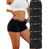 FINETOO Womens Cotton Boy Shorts Underwear Full Coverage Soft Boxer Briefs High Waisted Panties for Lady Girls 6 Pack