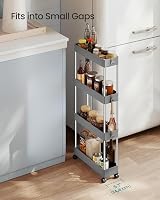 Songmics 4-Tier Storage Trolley with Wheels Dove Grey KSC008G01 14.4x42x86 cm view 3