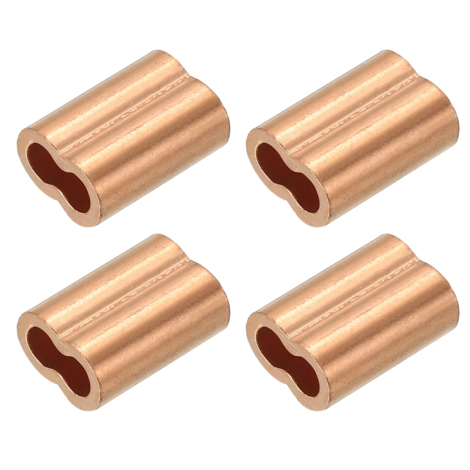 PATIKIL M4.0(5/32") Copper Crimping Loop Sleeve, 4 Pack Wire Rope Loop Sleeve Cable Crimps for Cable Ferrule, Wire Rope, and Cable Line End Assortment