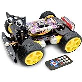 Adeept 4WD Smart Car Kit(Compatible with Arduino IDE), STEM DIY Robot Kits | Line Tracking, Light Tracing, Obstacle Avoidance, Servo Motor, OLED Display, Buzzer, LED Dot Matrix Display, Programming Set
