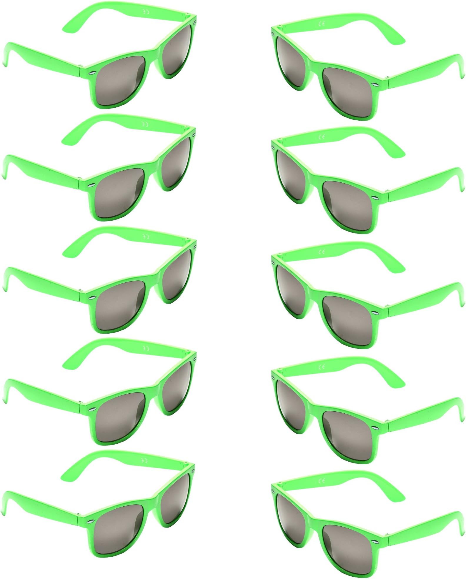 10 Packs UV Protection Neon Colors 80's Retro Style Party Favors Sunglasses