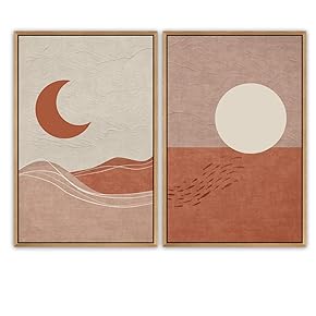 SIGNWIN 2 Piece Framed Canvas Wall Art Minimalism...