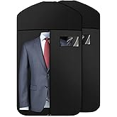 Vodiver Premium Oxford Fabric Garment Bag Hanging Clothes Travel Suit Bag with Clear Window for Suits, Coats, T-Shirts, Jackets. (Black, 40-inch-2 packs)